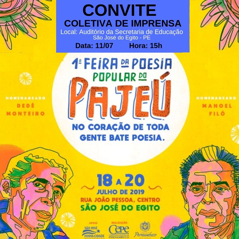 1ª Feira da Poesia Popular do Pajeú será lançada nesta quinta (11). Arte: Divulgação